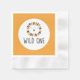 Wilde leeuw eerste verjaardag servet