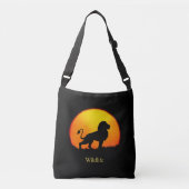 Wilde leeuw en zonsopgang op het oerwoud crossbody tas (Voorkant)