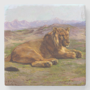 Wilde Leeuw in de Masai Mara Stenen Onderzetter