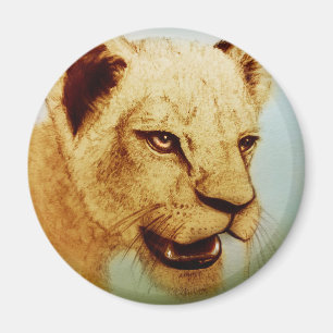Wilde leeuw, realistische dierenartsenronde Magnet Magneet