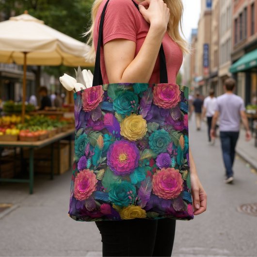 Wilde Levendige Bloemen En Veren Tas