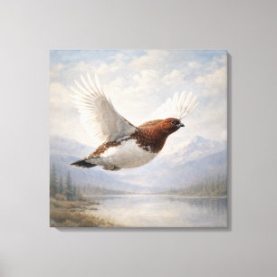 Wilde levenswilgenpatrijs in vlucht canvas afdruk