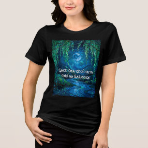 Wilde Maan Saille Stromende Rivier Keltische Nacht Tri-Blend Shirt