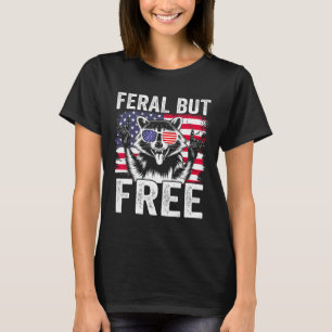 Wilde maar vrije wasbeer grappige 4 juli jongen ma t-shirt