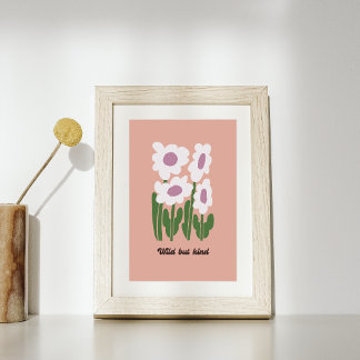 Wilde maar zachte retro-muurkunst met madeliefjes poster