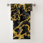 Wilde Marmer 8 - Zwart en goud, grijs Bad Handdoek (Insitu)