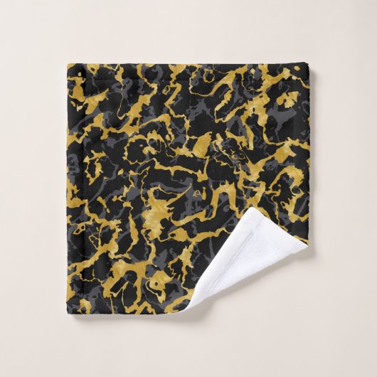 Wilde Marmer 8 - Zwart en goud, grijs Bad Handdoek (Wasdoekje)