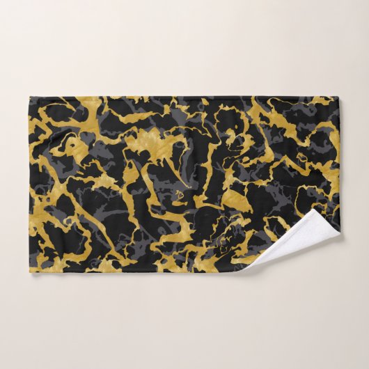 Wilde Marmer 8 - Zwart en goud, grijs Bad Handdoek (Handdoek)