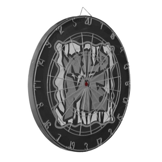Wilde me Tiger Black en White Print Dartbord (Voorkant Links)