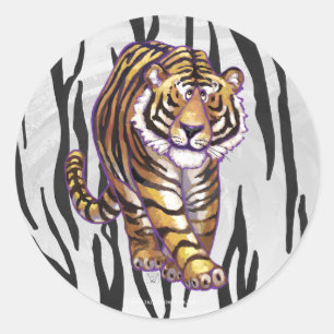 Wilde me Tiger Black en White Print Ronde Sticker
