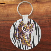 Wilde me Tiger Black en White Print Sleutelhanger (Voorkant)