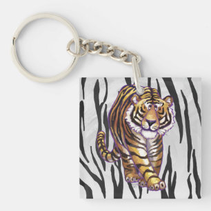 Wilde me Tiger Black en White Print Sleutelhanger
