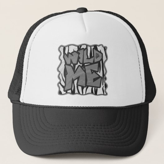 Wilde me Tiger Black en White Print Trucker Pet (Voorkant)