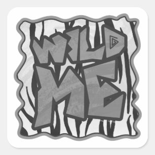 Wilde me Tiger Black en White Print Vierkante Sticker