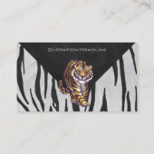 Wilde me Tiger Black en White Print Visitekaartje (Achterkant)