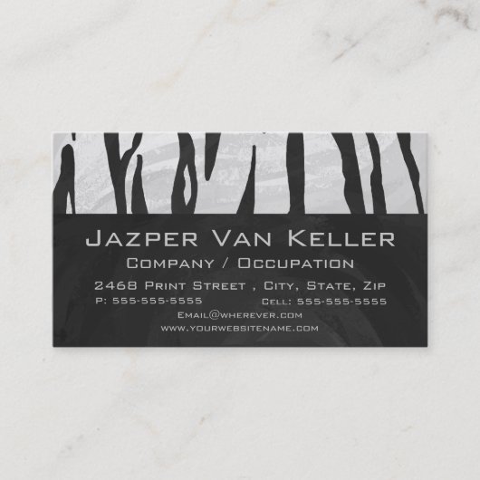 Wilde me Tiger Black en White Print Visitekaartje (Voorkant)