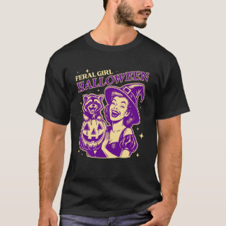 Wilde Meisje Grappige Halloween Heks Wasbeer Griez T-shirt