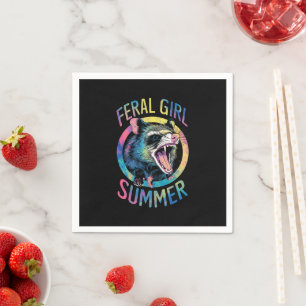 Wilde Meisje Zomer Opossum Tie Dye Wasbeer Servet