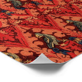 WILDE MENSEN IN DE DIER HUNT, DIEREN, Rode Floral Poster (Hoek)