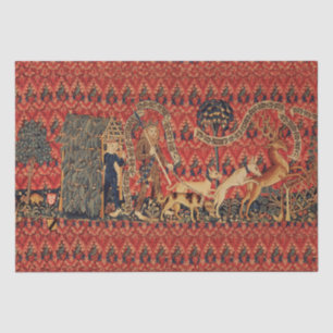 WILDE MENSEN IN DE DIER HUNT, DIEREN, Rode Floral Tissuepapier