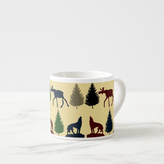Wilde Moose Wolf Wilderness Mountain Cabin Rustic Espresso Kop (Voorkant rechts)
