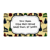 Wilde Moose Wolf Wilderness Mountain Cabin Rustic Etiket (Voorkant)