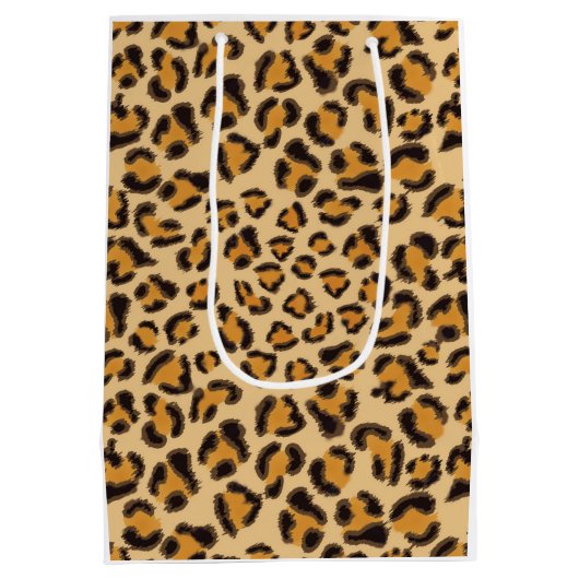 Wilde mousserende roze Harten en luipaard Medium Cadeauzakje (Achterkant)