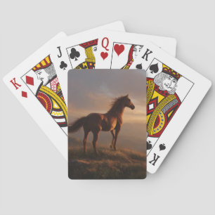 Wilde Mustang kijkt naar de zonsondergang Pokerkaarten