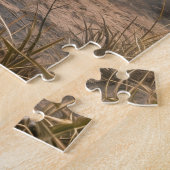 Wilde Mustangs rennen naast een vintage trein Legpuzzel (Zijkant)