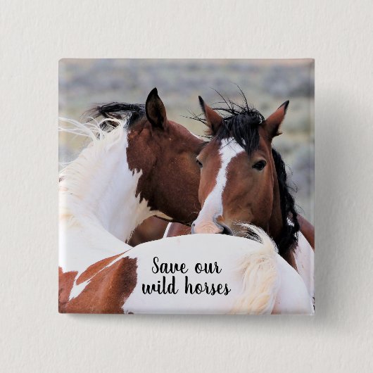 Wilde Mustangs uit het westen Vierkante Button 5,1 Cm (Voorkant)