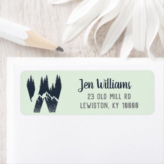 Wilde natuur Monogram "W" Return Address Label (Insitu)