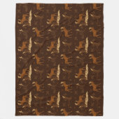 Wilde Natuur Moose Birds Dark Brown Rustic Camp Fleece Deken (Voorkant)