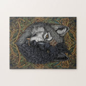 Wilde Natuur Wolf Crow-Raven Legpuzzel (Horizontaal)