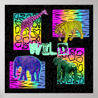 Wilde neondieren poster