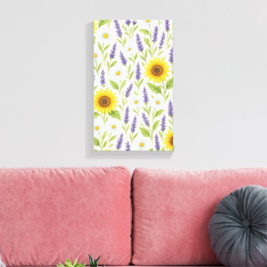 Wilde oerwoud bloemmotief, weelderige groene blade canvas afdruk (Insitu (Woonkamer))
