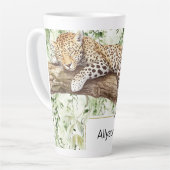Wilde Oerwoud Groene Ivy Leopard Verjaardag Latte Mok (Linkerhoek)