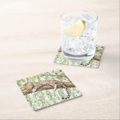 Wilde Oerwoud Groene Ivy Leopard Verjaardag Vierkante Kartonnen Onderzetter (Insitu)