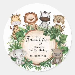 Wilde Oerwouden Partij Tropische Safari Birthday Ronde Sticker