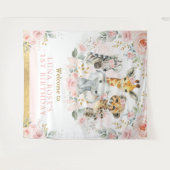 Wilde Oerwouden Roze Floral Birthday Welkom Wandkleed (Voorkant (horizontaal))