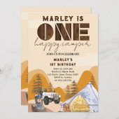 wilde One Happy Camper Woodland 1e verjaardag Kaart (Voorkant / Achterkant)