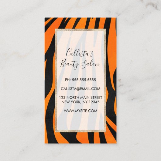 Wilde Oranje zwarte tijgerstripes — Dierafdrukken Kortingskaartje (Achterkant)