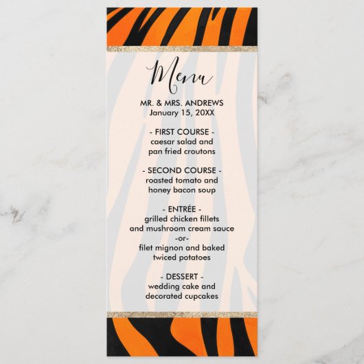 Wilde Oranje zwarte tijgerstripes — Dierafdrukken Menu (Voorkant)