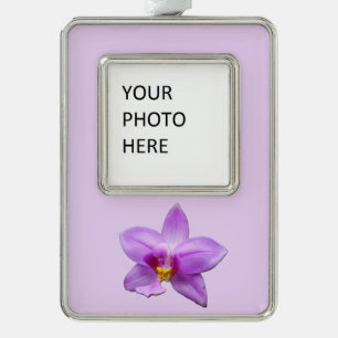 Wilde Orchidee Paarse Tropische Bloem Verzilverd Kader Ornament