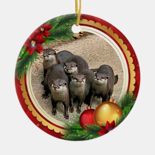 Wilde Otters koken kerstdieren Keramisch Ornament (Voorkant)