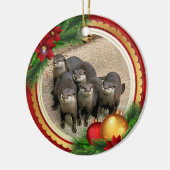 Wilde Otters koken kerstdieren Keramisch Ornament (Links)