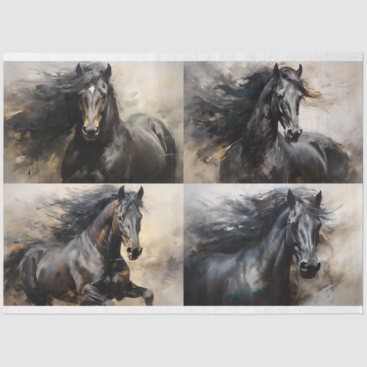 Wilde Paard Collage 3 Decoupage papier (Voorkant)