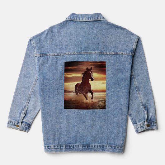 Wilde Paard galoppeert door Surf Denim Jacket (Achterkant)