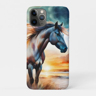 Wilde paard op grazige duin bij zonsondergang iPhone 11 pro hoesje