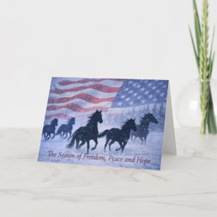 Wilde paarden Amerikaanse vlag Country Western Ker Kaart