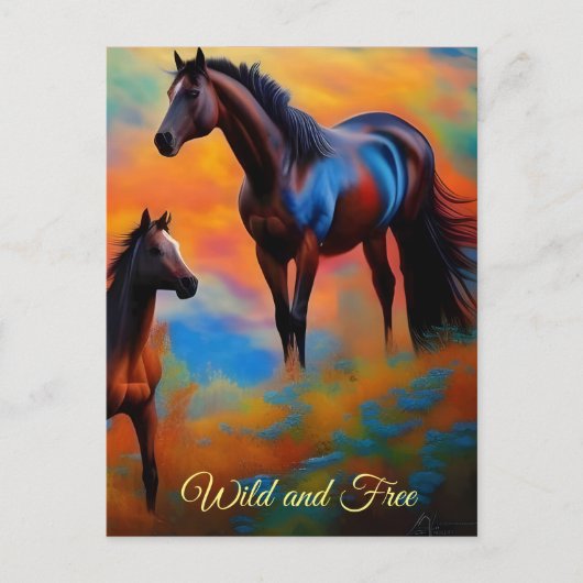 Wilde paarden briefkaart (Voorkant)